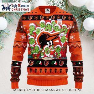 12 Grinch Party Fun Baltimore Orioles Ugly Xmas Sweater 1