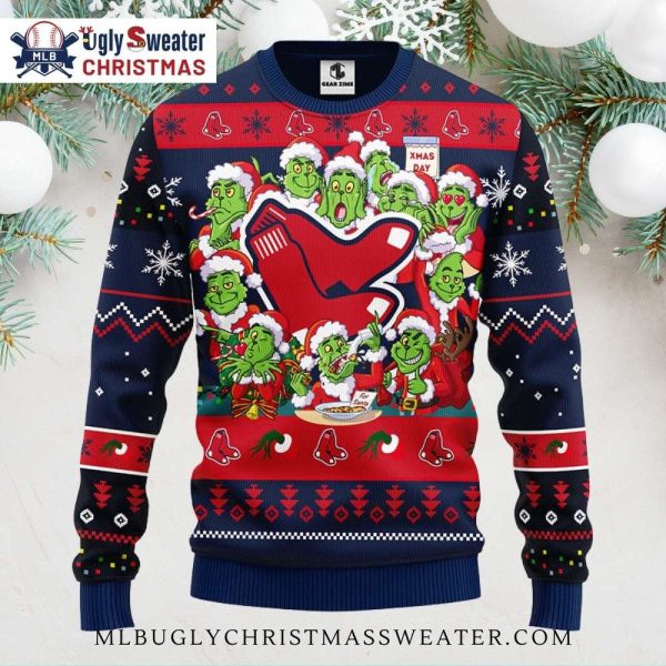 12 Grinch Xmas Day Boston Red Sox Ugly Christmas Sweater