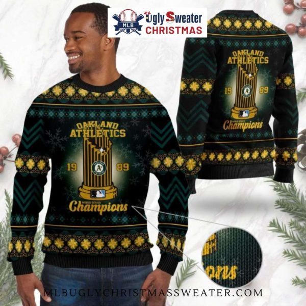 1989 World Series Champions Oakland A’s Ugly Christmas Sweater