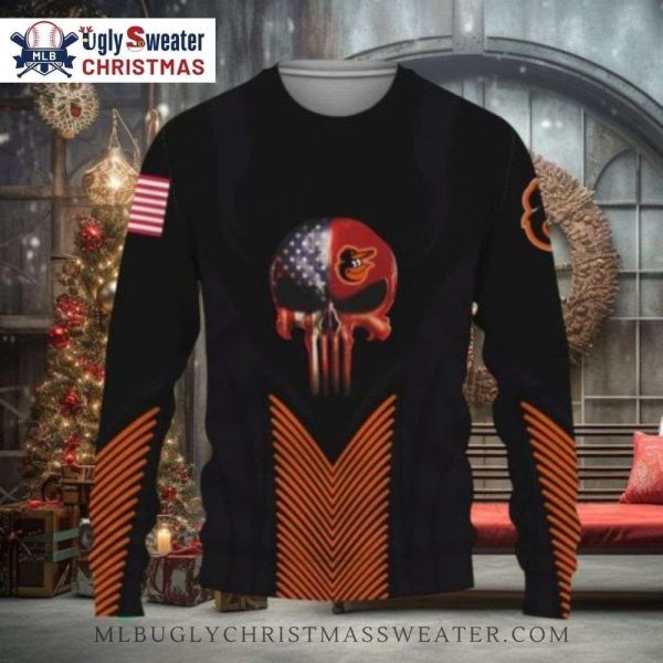 American Flag Punisher Orioles Ugly Christmas Sweater