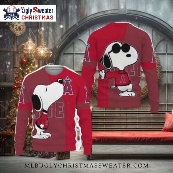 Angels Christmas Sweater Snoopy With Sunglasses Fun Design