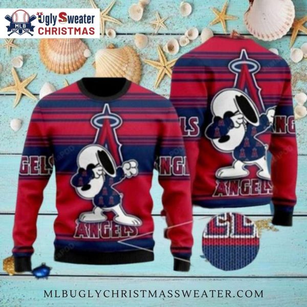 Angels Ugly Christmas Sweater With Snoopy Dabbing Festive Look