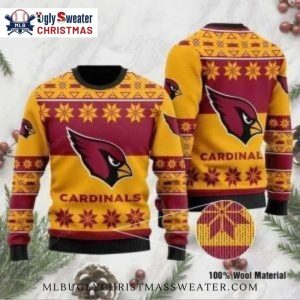 Arizona Cardinals Woolen Christmas Star And Snowflake Ugly Sweater