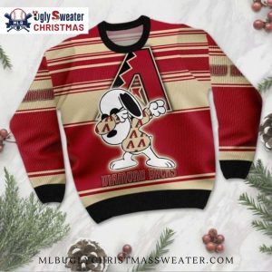 Arizona Diamondbacks 100% Wool Red Snoopy Christmas Sweater