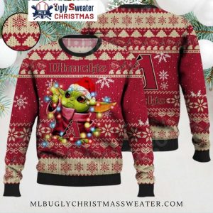 Arizona Diamondbacks Baby Yoda Christmas Lights Ugly Sweater