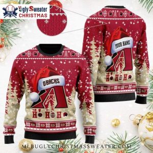 Arizona Diamondbacks Custom Name Santa Hat Christmas Sweater