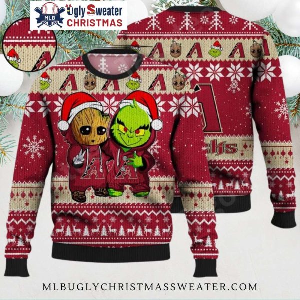 Arizona Diamondbacks Grinch And Groot Ugly Christmas Sweater