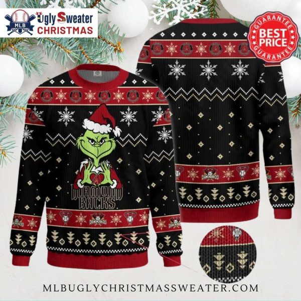 Arizona Diamondbacks Grinch Black Ugly Christmas Sweater