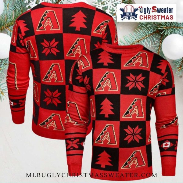 Arizona Diamondbacks Red And Black Checkerboard Ugly Sweater