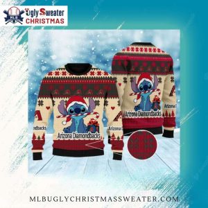 Arizona Diamondbacks Stitch Candy Cane Ugly Christmas Sweater