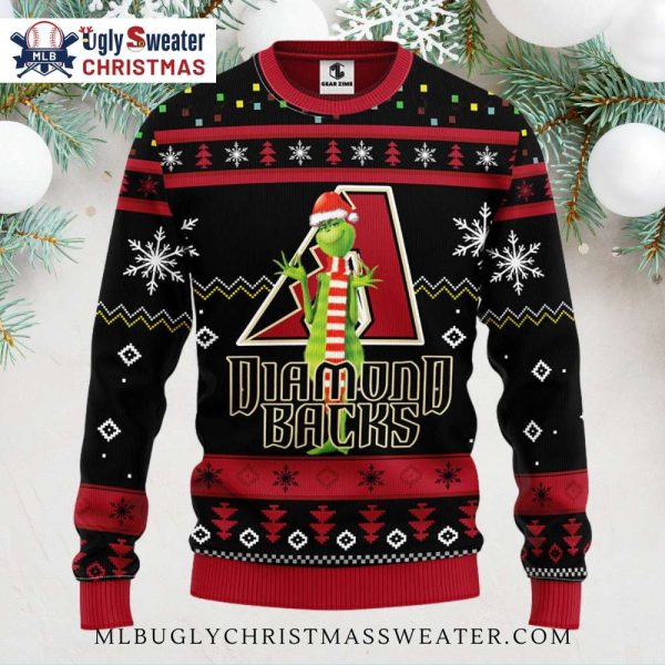 Arizona Diamondbacks Ugly Sweater Grinch With Hat And Scarf