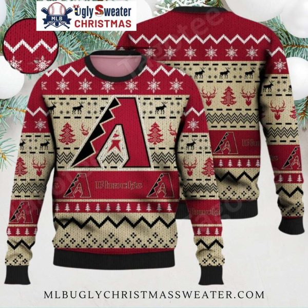 Arizona Diamondbacks Ugly Sweater Red Reindeer And Snowflakes