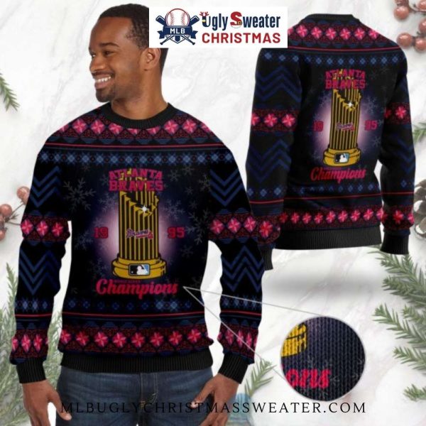 Atlanta Braves 1995 Champions Trophy Ugly Christmas Sweater