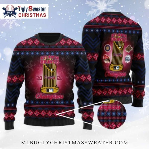 Atlanta Braves 2021 Trophy Champions Ugly Sweater