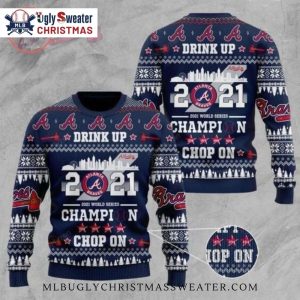 Atlanta Braves Drink Up World Series Champion Ugly Sweater