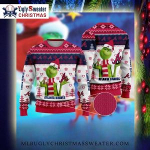 Atlanta Braves Grinch-Themed Ugly Christmas Sweater