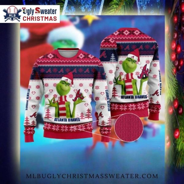 Atlanta Braves Grinch-Themed Ugly Christmas Sweater