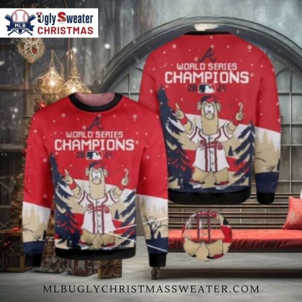 Atlanta Braves Mascot World Series Champions Ugly Sweater