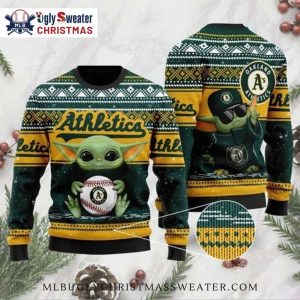 Baby Yoda Baseball Oakland Athletics Ugly Christmas Sweater