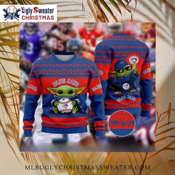 Baby Yoda Baseball Toronto Blue Jays Ugly Christmas Sweater