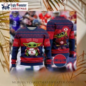 Baby Yoda Boston Red Sox Ugly Christmas Sweater