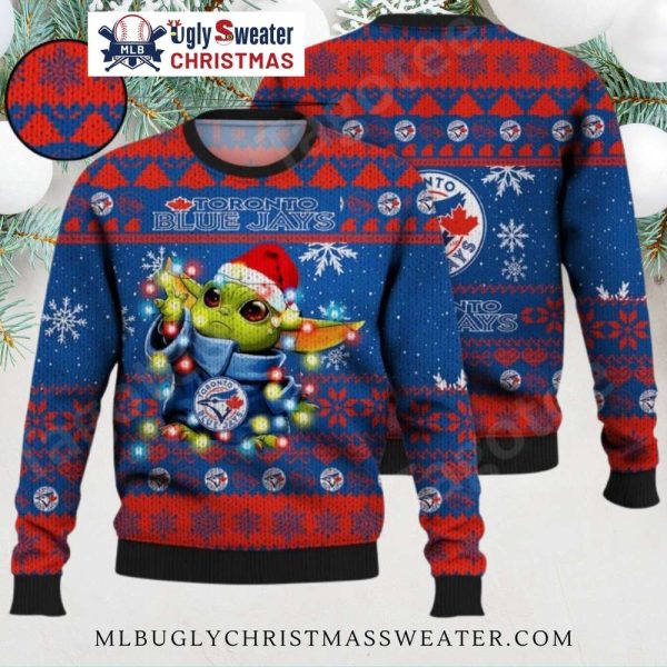 Baby Yoda Christmas Lights Toronto Blue Jays Ugly Sweater