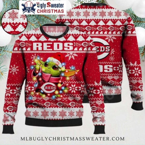 Baby Yoda Cincinnati Reds Ugly Christmas Sweater