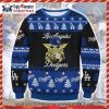 Black And Blue LA Dodgers Ugly Christmas Sweater With Snowflakes