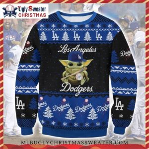 Baby Yoda MLB Dodgers Christmas Tree Ugly Sweater