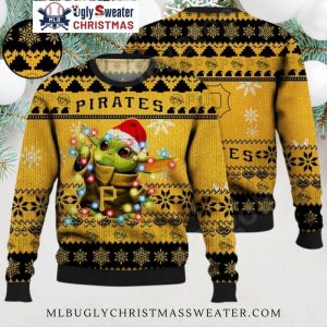 Baby Yoda Pirates Santa Lights Christmas Sweater