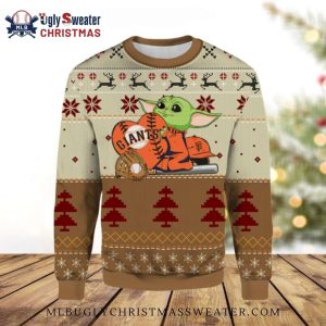 Baby Yoda SF Giants Holiday Ugly Sweater With Baseball