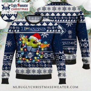 Baby Yoda Tampa Bay Rays Christmas Lights Ugly Sweater