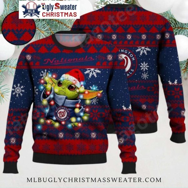 Baby Yoda Washington Nationals Lights Ugly Christmas Sweater