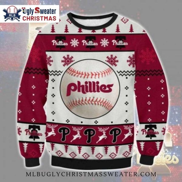 Baseball Print Philadelphia Phillies Ugly Christmas Sweater