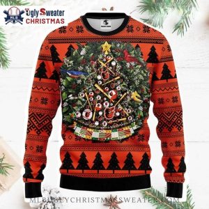 Baseball Xmas Tree Baltimore Orioles Ugly Sweater 1