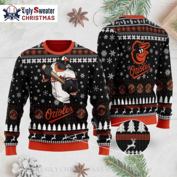 Bat-Wielding Mascot Baltimore Orioles Ugly Xmas Sweater