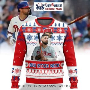 Big Stick Nick Castellanos Phillies Ugly Christmas Sweater 1 3