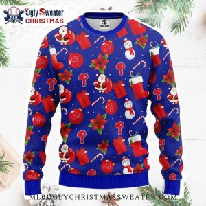 Blue Philadelphia Phillies Ornaments Christmas Ugly Sweater