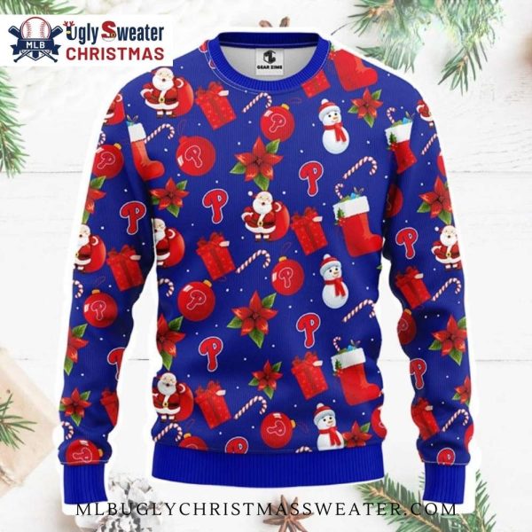 Blue Philadelphia Phillies Ornaments Christmas Ugly Sweater