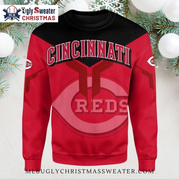 Bold Reds Logo Cincinnati Ugly Christmas Sweater