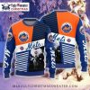 Grinch With Mets Logo and Santa Hat Ugly Christmas Sweater