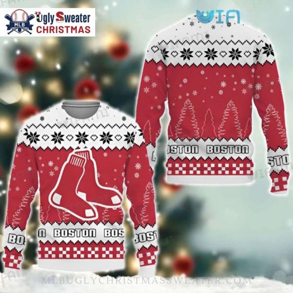 Boston Red Sox Christmas Sweater With Sox Logo