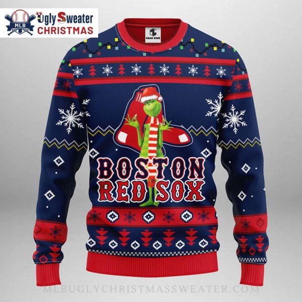 Boston Red Sox Grinch Santa Ugly Christmas Sweater