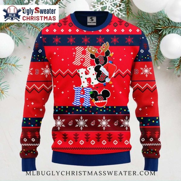 Boston Red Sox Ho Ho Ho Mickey Ugly Christmas Sweater