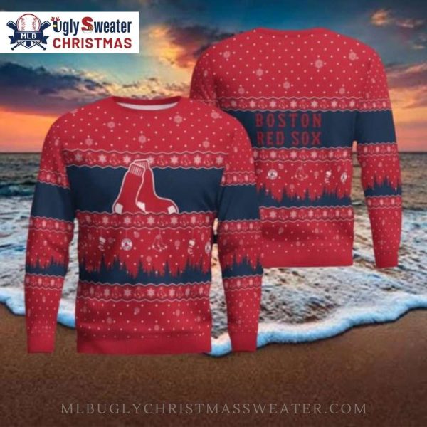 Boston Red Sox Holiday Snowflake Ugly Christmas Sweater