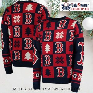 Boston Red Sox Patchwork Logo Ugly Christmas Sweater