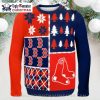 Boston Red Sox Pug In Reindeer Costume Ugly Christmas Sweater