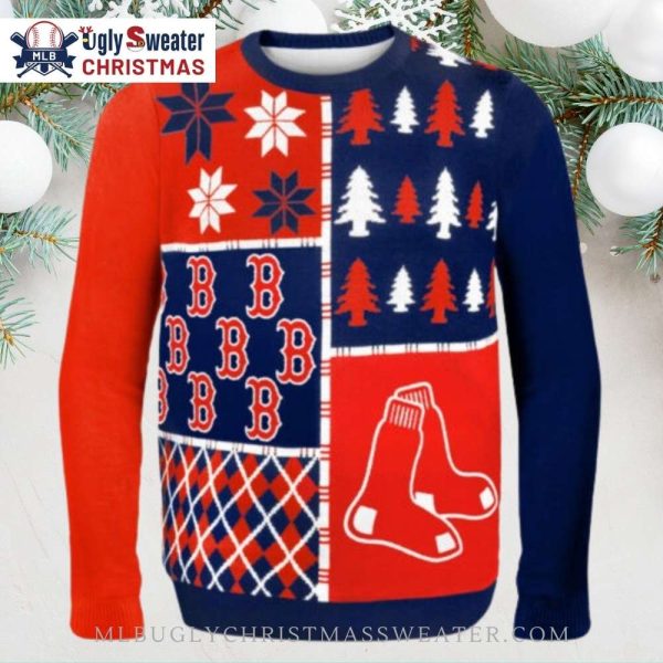 Boston Red Sox Plaid Holiday Ugly Christmas Sweater