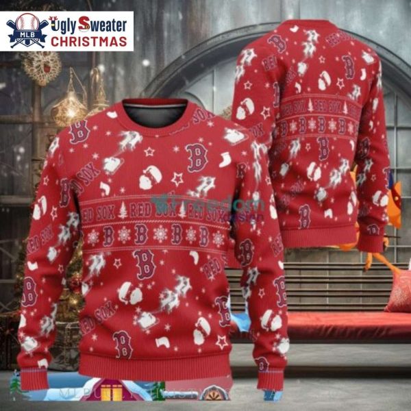 Boston Red Sox Santa Pattern Ugly Christmas Sweater