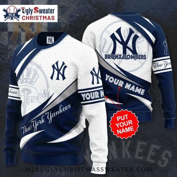 Bronx Bombers Yankees Custom Name Ugly Christmas Sweater